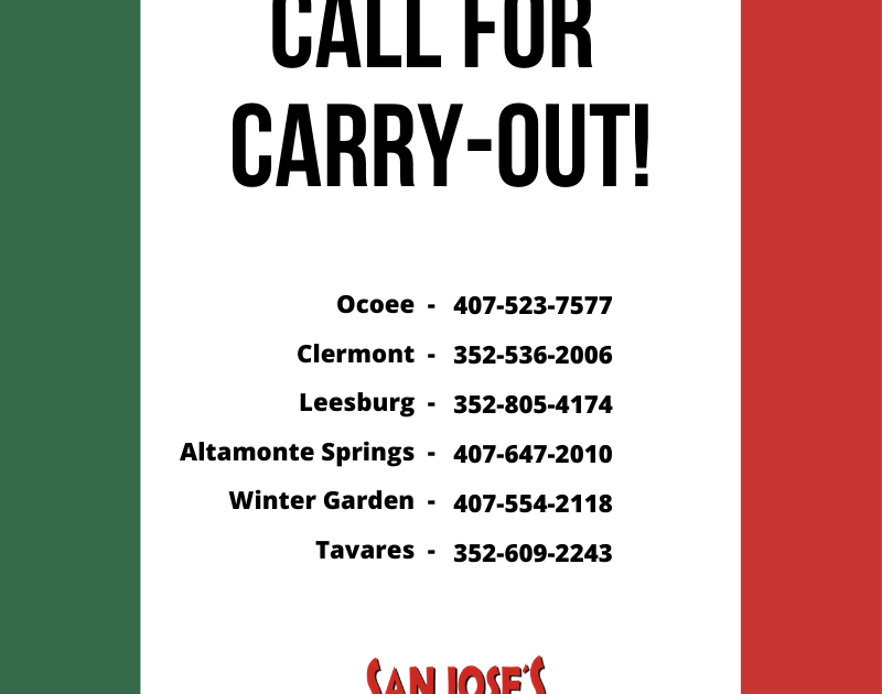 San Joses Carry Out Numbers